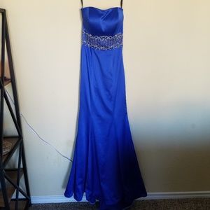 Jovani Blue Formal Dress with Back Detail